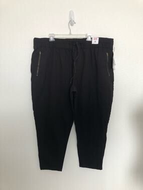 Celebrity Pink Black High Rise Drawstring Ankle Casual Pants -3X